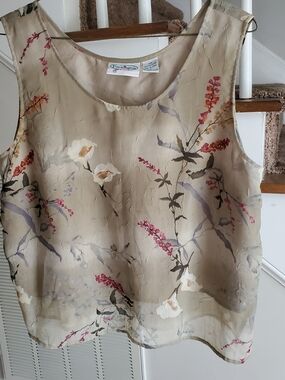 Patchington Petite Beige Floral Camisole with Pink & Cream Blooms Size Medium P